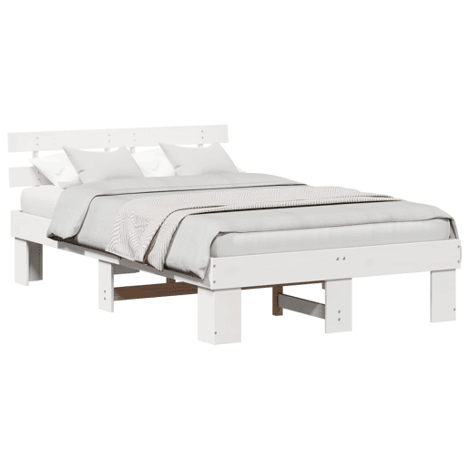 Estrutura da Cama de casal simple com cabeceira Branco 140 x 190 cm Estrutura da Cama de casal simple com cabeceira Branco 140 x 190 cm