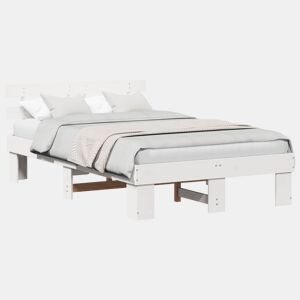 Estrutura da Cama de casal simple com cabeceira Branco 140 x 190 cm