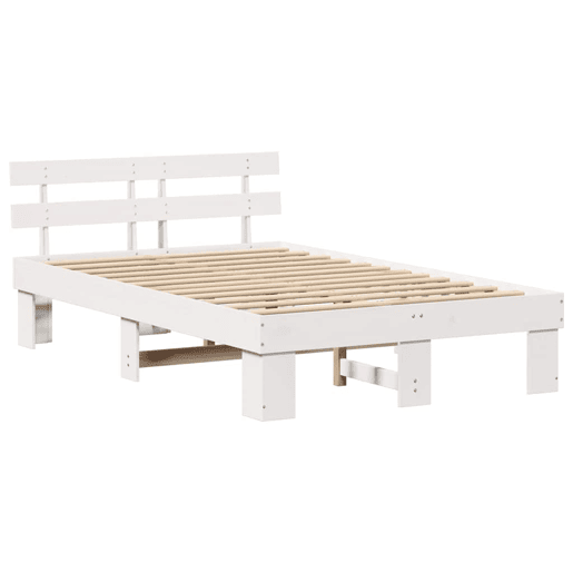 Estrutura da Cama de casal simple com cabeceira Branco 140 x 190 cm Estrutura da Cama de casal simple com cabeceira Branco 140 x 190 cm