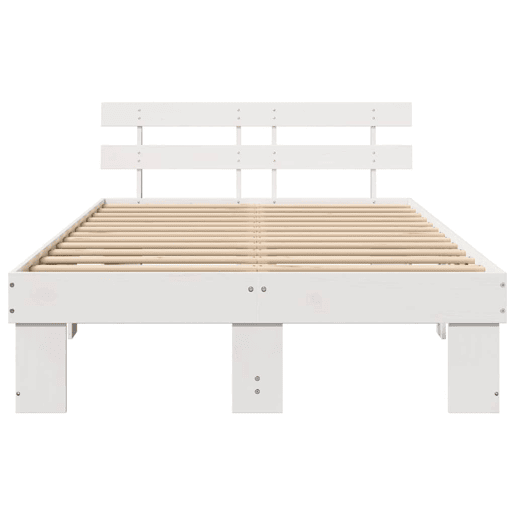 Estrutura da Cama de casal simple com cabeceira Branco 140 x 190 cm Estrutura da Cama de casal simple com cabeceira Branco 140 x 190 cm