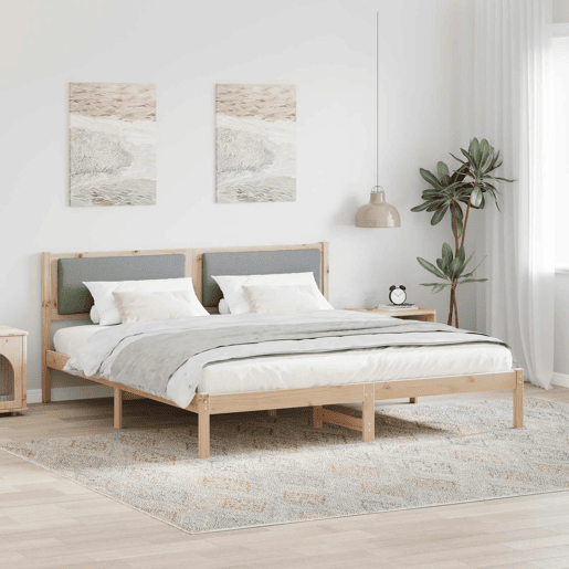 Estrutura da Cama de casal simple com cabeceira Cinzento-claro 180 x 200 cm Estrutura da Cama de casal simple com cabeceira Cinzento-claro 180 x 200 cm