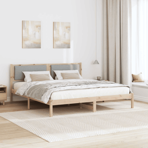Estrutura da Cama de casal simple com cabeceira Cinzento-claro 180 x 200 cm Estrutura da Cama de casal simple com cabeceira Cinzento-claro 180 x 200 cm