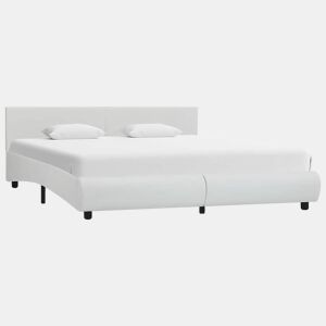 Estrutura de Cama de casal simple c LEDs couro artificial 180x200 cm branco