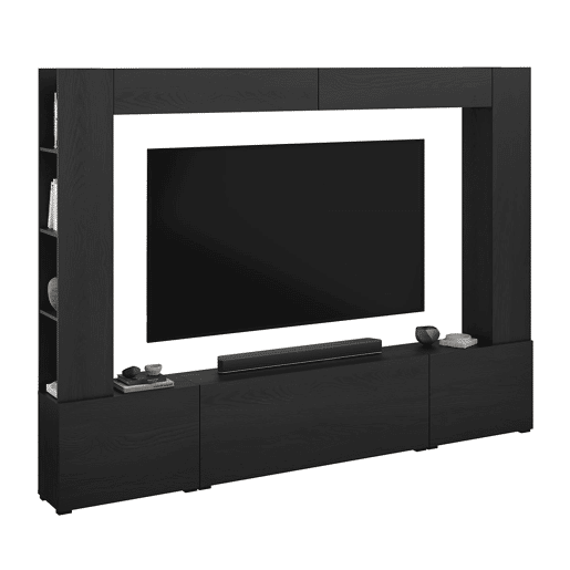 Móvel TV 5 portas 8 nichos 260 cm Nala Madeira preta Móvel TV 5 portas 8 nichos 260 cm Nala Madeira preta