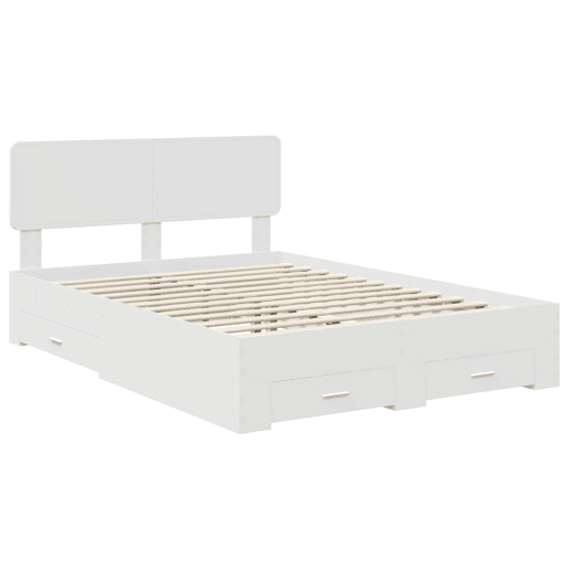Estrutura De Cama De Casal Moderno - Branco 140 x 200 cm Madeira processada