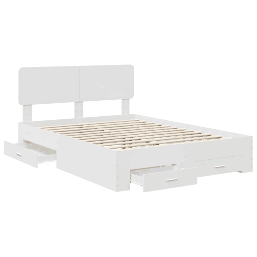 Estrutura De Cama De Casal Moderno - Branco 140 x 200 cm Madeira processada