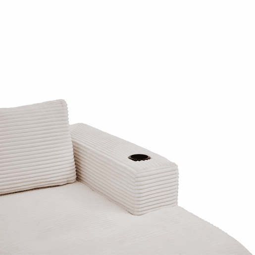 Sofá de 3 lugares, 258 cm - compacto, com 3 almofadas e porta-copos - bege Sofá de 3 lugares, 258 cm - compacto, com 3 almofadas e porta-copos - bege