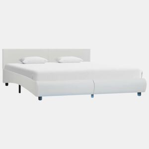 Estrutura de Cama de casal simple com LED 160x200 cm couro artificial branco