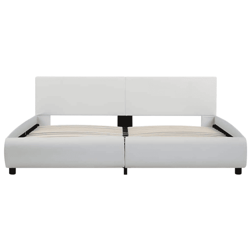 Estrutura de Cama de casal simple com LED 160x200 cm couro artificial branco Estrutura de Cama de casal simple com LED 160x200 cm couro artificial branco