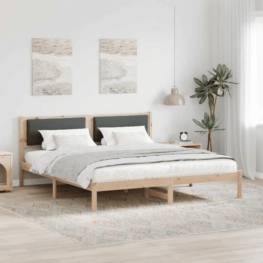 Estrutura da Cama de casal simple com cabeceira Cinza Escuro 180 x 200 cm