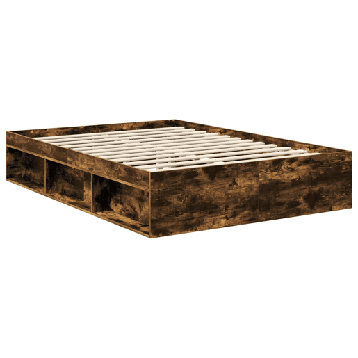 Estrutura de cama de casal com cabeceira - Carvalho Defumado 135 x 190 cm Estrutura de cama de casal com cabeceira - Carvalho Defumado 135 x 190 cm