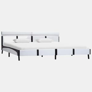 Estrutura de Cama de casal simple c LED couro artificial 180x200 cm branco