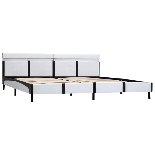 Estrutura de Cama de casal simple c LED couro artificial 180x200 cm branco