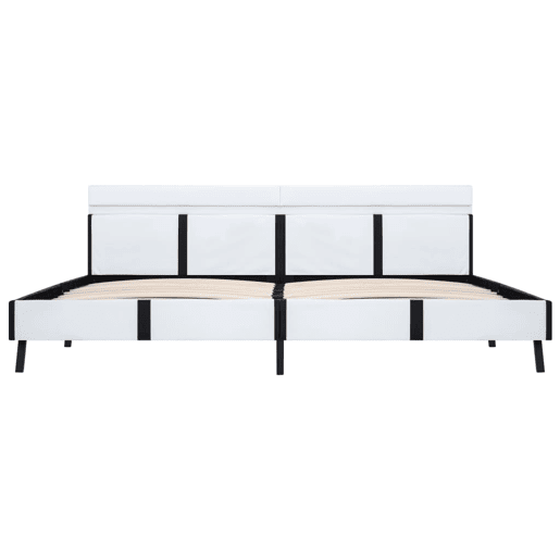Estrutura de Cama de casal simple c LED couro artificial 180x200 cm branco