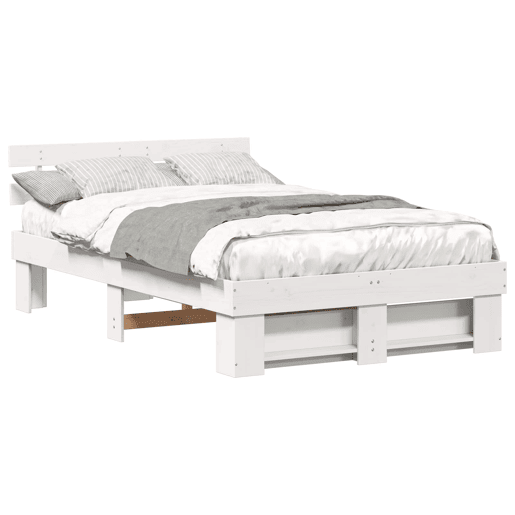 Estrutura da Cama de casal simple com cabeceira Branco 140 x 190 cm Estrutura da Cama de casal simple com cabeceira Branco 140 x 190 cm