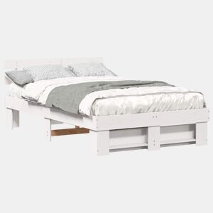 Estrutura da Cama de casal simple com cabeceira Branco 140 x 190 cm