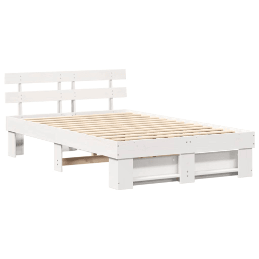 Estrutura da Cama de casal simple com cabeceira Branco 140 x 190 cm Estrutura da Cama de casal simple com cabeceira Branco 140 x 190 cm