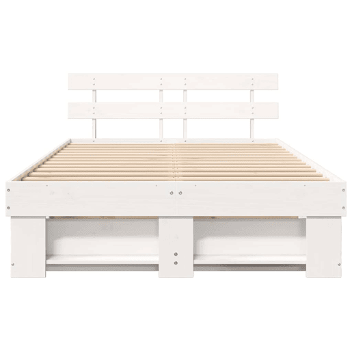 Estrutura da Cama de casal simple com cabeceira Branco 140 x 190 cm Estrutura da Cama de casal simple com cabeceira Branco 140 x 190 cm
