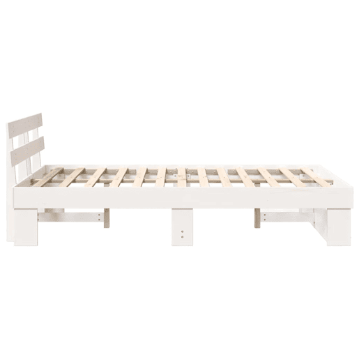 Estrutura da Cama de casal simple com cabeceira Branco 140 x 190 cm Estrutura da Cama de casal simple com cabeceira Branco 140 x 190 cm