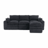 Sofá modular de 3 lugares - Inclui almofadas e 2 bolsos laterais, espuma de 3 camadas + molas para recuperação rápida, combinável à vontade - Preto