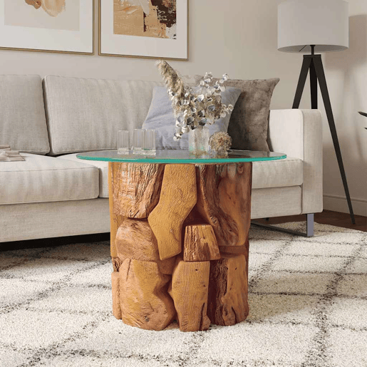 Mesa de Centro, Mesa baixa, 60 cm madeira flutuante de teca maciça Mesa de Centro, Mesa baixa, 60 cm madeira flutuante de teca maciça