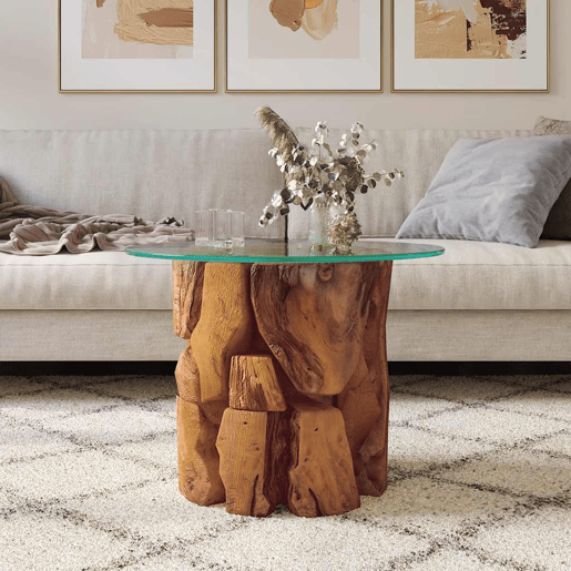 Mesa de Centro, Mesa baixa, 60 cm madeira flutuante de teca maciça Mesa de Centro, Mesa baixa, 60 cm madeira flutuante de teca maciça