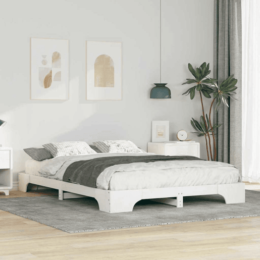Estrutura De Cama De Casal Simple - Branco 140 x 220 cm Estrutura De Cama De Casal Simple - Branco 140 x 220 cm