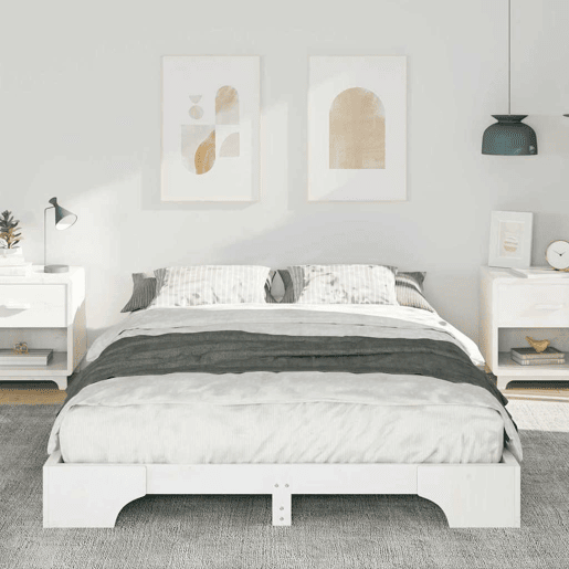 Estrutura De Cama De Casal Simple - Branco 140 x 220 cm Estrutura De Cama De Casal Simple - Branco 140 x 220 cm