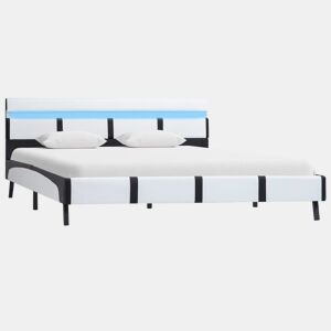 Estrutura de Cama de casal simple com LED 140x200 cm couro artificial branco