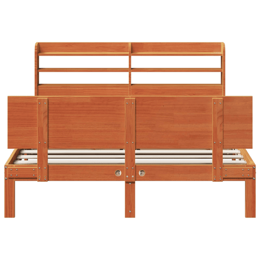 Estrutura da Cama de casal simple 2 pcs Marrom Cera Madeira de Pinho Sólido