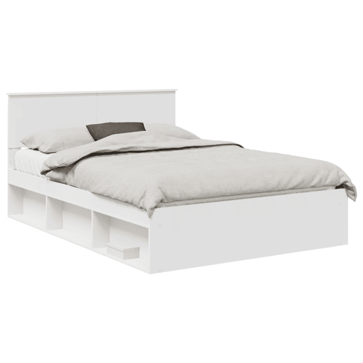 Estrutura da Cama de casal simple com cabeceira Branco 140 x 190 cm