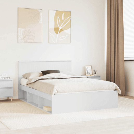 Estrutura da Cama de casal simple com cabeceira Branco 140 x 190 cm
