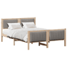 Estrutura de cama de casal com cabeceira - Marrom e taupe 135 x 190 cm