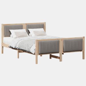 Estrutura de cama de casal com cabeceira - Marrom e taupe 135 x 190 cm