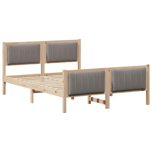 Estrutura de cama de casal com cabeceira - Marrom e taupe 135 x 190 cm
