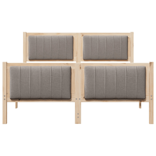 Estrutura de cama de casal com cabeceira - Marrom e taupe 135 x 190 cm