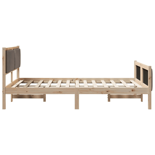 Estrutura de cama de casal com cabeceira - Marrom e taupe 135 x 190 cm