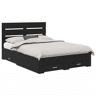 Estrutura da Cama de casal moderno com gaveta - Carvalho Preto 160 x 200 cm