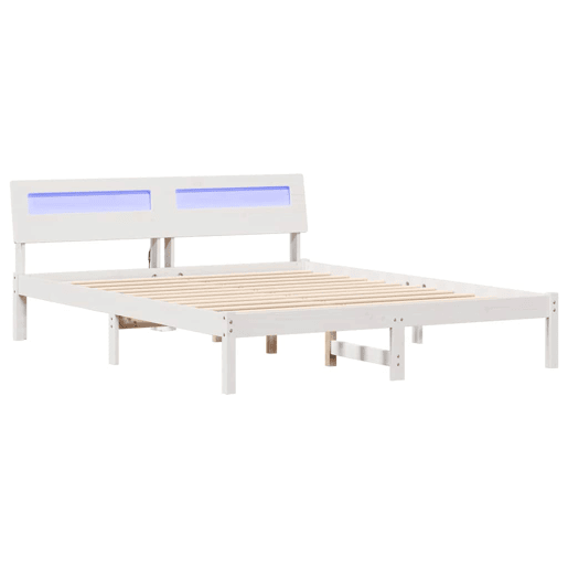 Estrutura da Cama de casal simple com cabeceira Branco 140 x 200 cm Estrutura da Cama de casal simple com cabeceira Branco 140 x 200 cm