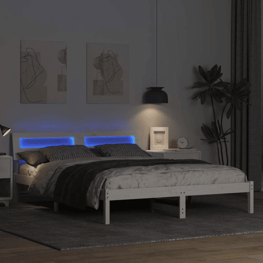 Estrutura da Cama de casal simple com cabeceira Branco 140 x 200 cm Estrutura da Cama de casal simple com cabeceira Branco 140 x 200 cm