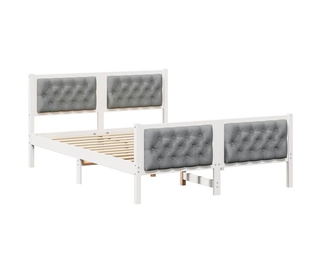 Estructura de cama matrimonial comodidad con cabecera - gris claro 150 x 200 cm