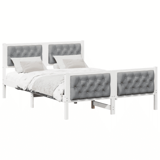 Estrutura da Cama de casal simple com cabeceira Cinzento-claro 150 x 200 cm Estrutura da Cama de casal simple com cabeceira Cinzento-claro 150 x 200 cm