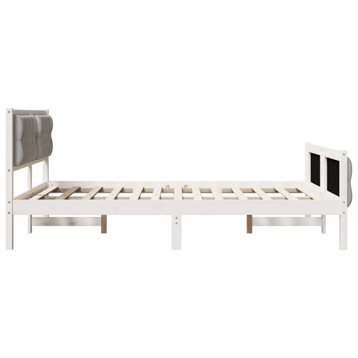 Estrutura da Cama de casal simple com cabeceira Cinzento-claro 150 x 200 cm Estrutura da Cama de casal simple com cabeceira Cinzento-claro 150 x 200 cm
