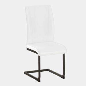 Cadeiras de sala de jantar 2 peças - design ergonómico e pernas metálicas - branco e preto