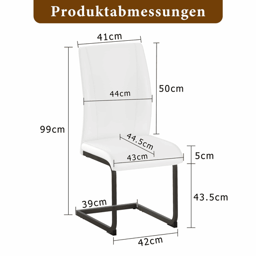 Cadeiras de sala de jantar 2 peças - design ergonómico e pernas metálicas - branco e preto Cadeiras de sala de jantar 2 peças - design ergonómico e pernas metálicas - branco e preto