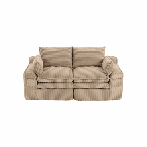 Sofá modular de veludo de 2 lugares - com almofadas incluídas, bolsos laterais de dois tamanhos, espuma de 3 camadas e núcleo de molas para recuperação rápida - cáqui Sofá modular de veludo de 2 lugares - com almofadas incluídas, bolsos laterais de dois tamanhos, espuma de 3 camadas e núcleo de molas para recuperação rápida - cáqui