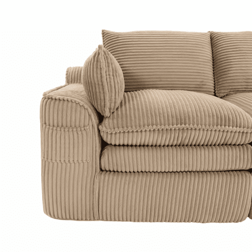 Sofá modular de veludo de 2 lugares - com almofadas incluídas, bolsos laterais de dois tamanhos, espuma de 3 camadas e núcleo de molas para recuperação rápida - cáqui Sofá modular de veludo de 2 lugares - com almofadas incluídas, bolsos laterais de dois tamanhos, espuma de 3 camadas e núcleo de molas para recuperação rápida - cáqui