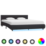 Estrutura de Cama de casal simple com LED 160x200 cm couro artificial preto
