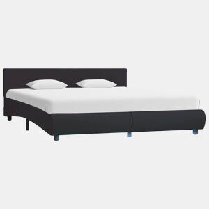Estrutura de Cama de casal simple com LED 160x200 cm couro artificial preto