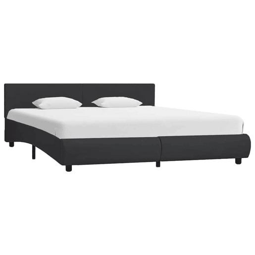 Estrutura de Cama de casal simple com LED 160x200 cm couro artificial preto